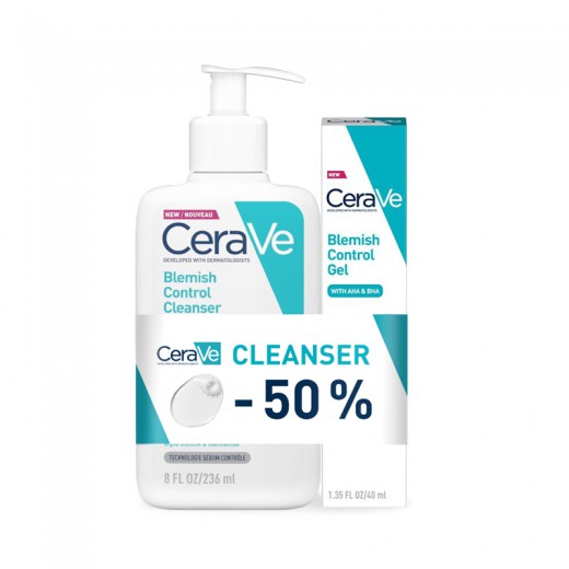 CeraVe Gel za kožo nagnjeno k nepravilnostim, 40 ml + 50% POPUST CeraVe Čistilni gel za kožo nagnjeno k nepravilnostim, 236 ml